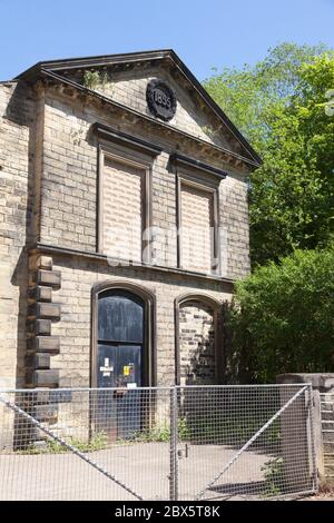 Former engine house at Shaw Lodge Mills, Halifax, West Yorkshire Stock Photo