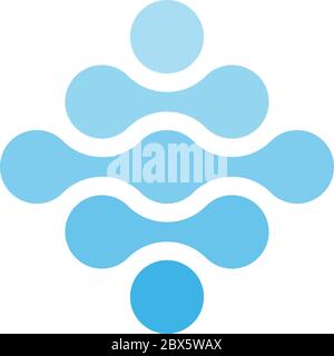 Connected dots in a shape of rhombus and shades of blue. Water theme concept. Abstract design element. Vector illustration. Stock Vector