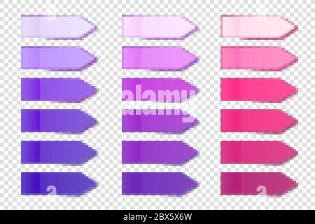 Realistic sticky notes collection. Arrow flag tabs. Post note stickers. Colorful sticky paper sheets. Vector illustration. Stock Vector
