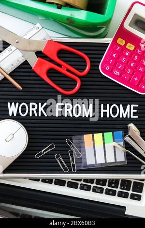 work from home text background Stock Photo