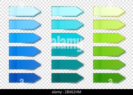 Realistic sticky notes collection. Arrow flag tabs. Post note stickers. Colorful sticky paper sheets. Vector illustration. Stock Vector