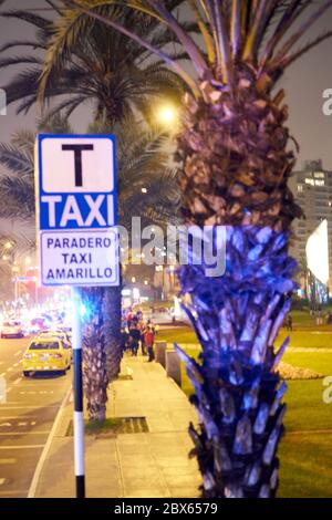 Taxi sign of Lima district Stock Photo