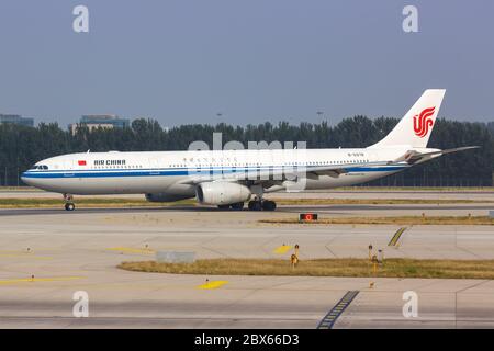 Beijing, China - October 2, 2019: Air China Airbus A330-300 airplane at Beijing Capital airport PEK in China. Airbus is a European aircraft manufactur Stock Photo