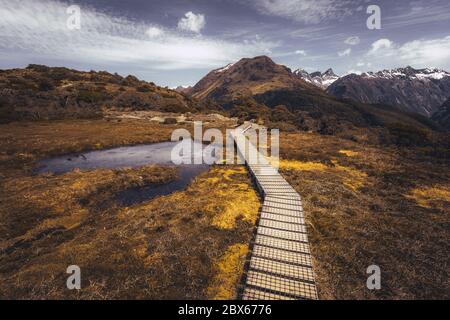 View from key summit, Fiordland National park, south island, New Zealand. Stock Photo