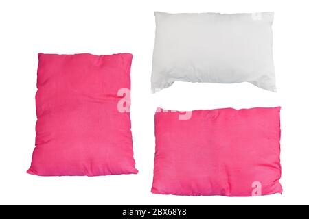 Three pillow isolated on white background. Object with clipping path. Stock Photo
