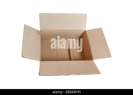 Open cardboard isolated on white background. object with clipping path. Stock Photo