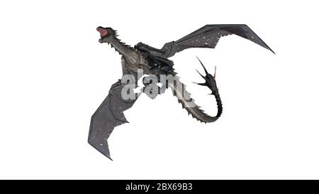Dragon - isolated on a white background - 3D illustration Stock Photo