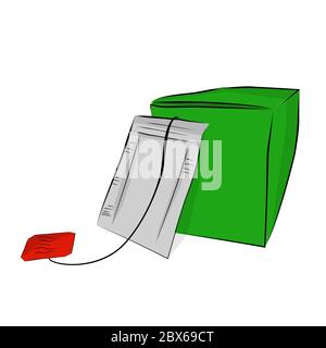 Vector Hand Draw Sketch, Mockup Blank Instant Tea Bag and Box, Isolated on White Stock Vector