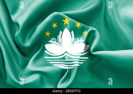 Macau flag texture creased and crumpled up with light and shadows Stock Photo