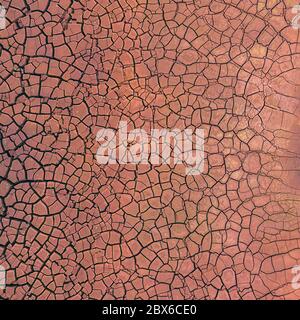 Drought Top View. Aerial view of a cracks in the ground. texture. Desert landscape. Stock Photo