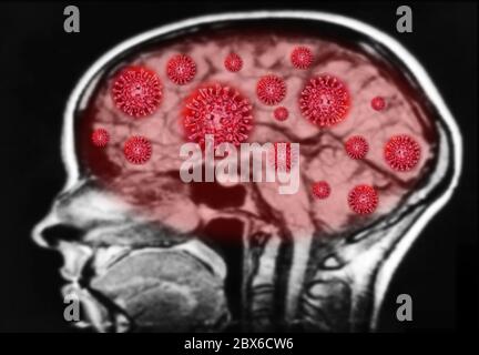 2019 nCov-Corona virus cell outbreak and coronaviruses influenza red background concept dangerous flu shot pandemic medical health risk with disease. Stock Photo