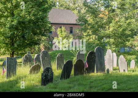 The Old Burying Ground cemetery in Groton, Massachusetts Stock Photo