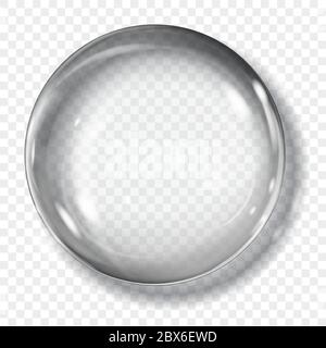 Big translucent gray sphere with glares and shadow on transparent background. Transparency only in vector format Stock Vector