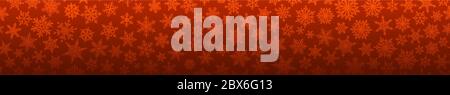 Christmas banner of many complex small snowflakes in orange colors. With horizontal repetition Stock Vector