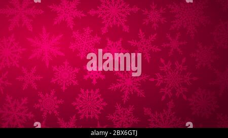 Christmas background with various complex big and small snowflakes in red colors Stock Vector