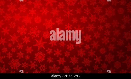 Christmas background with various complex big and small snowflakes in red colors Stock Vector