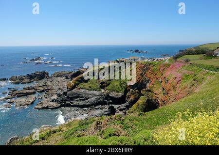 Cafes, gift shops and car park at the Lizard Point, Cornwall, UK - John Gollop Stock Photo