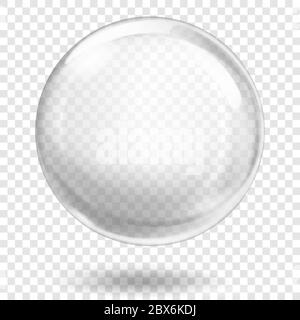 Big translucent white sphere with glares and shadow on transparent background. Transparency only in vector format Stock Vector