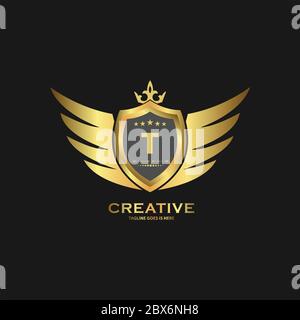 Abstract letter shield logo design template. Premium nominal monogram business sign. Stock Vector