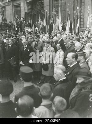 Adolf Hitler during a speech in the 1930s. Right of him, Joseph ...