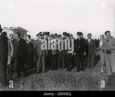 Goebbels on his state visit to Rome - Goebbels at the airfield in Rome Heinrich Hoffmann Photographs 1933 Adolf Hitler's official photographer, and a Nazi politician and publisher, who was a member of Hitler's intimate circle. Stock Photo