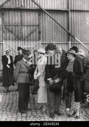 At the airfield in Rome Goebbels Heinrich Hoffmann Photographs 1933 Adolf Hitler's official photographer, and a Nazi politician and publisher, who was a member of Hitler's intimate circle. Stock Photo