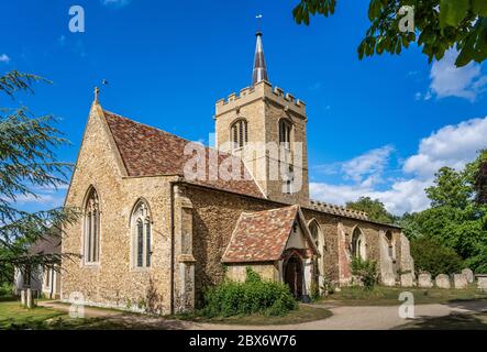 Whittlesford Church. St Mary and St Andrew’s Church Whittlesford Cambridge - first recorded from 1217 but parts believed to be much earlier. Stock Photo