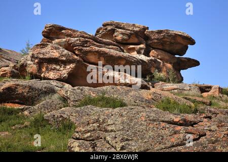 Rocks near Karkaralinsk. Karaganda Oblast. Kazakhstan Stock Photo