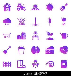 Farming gradient icons on white background, stock vector Stock Vector