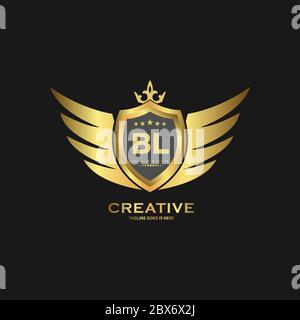 BL Abstract letter shield logo design template. Premium nominal monogram business sign. Stock Vector