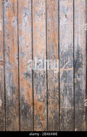 Background of Old grey and blue wooden wall, wood texture, grunge wood panels. Stock Photo