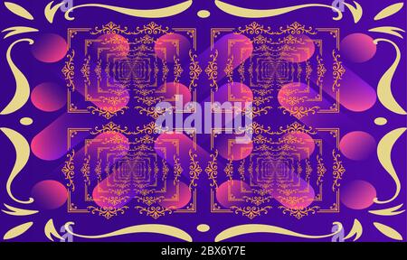 digital textile design of art with border Stock Vector