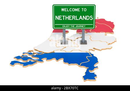 3d rendering of Holland map and flag on background Stock Photo - Alamy