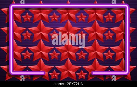 digital textile design of red star with border Stock Vector