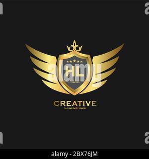 Abstract letter RL shield logo design template. Premium nominal monogram business sign. Stock Vector