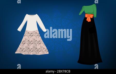 mock up illustration of fashion dress on abstract background Stock Vector