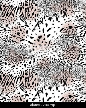 Cheetah And Feather Seamless Vector Pattern Design
