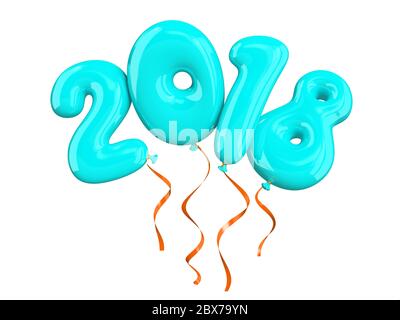 Colorful air ballons 2018 3D illustration Stock Photo