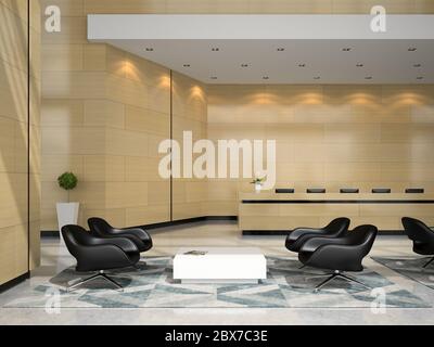 Interior of a hotel reception 3D illustration Stock Photo