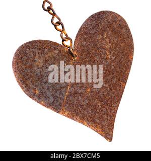 Rusty metal heart shape isolated on white Stock Photo