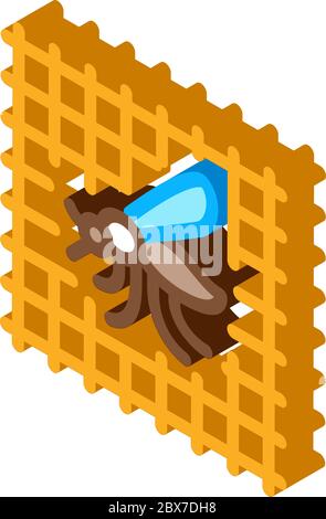 Mosquito On Grid isometric icon vector illustration Stock Vector