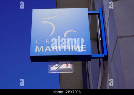 Bordeaux , Aquitaine / France - 06 01 2020 : credit maritime and atm french sign and logo of bank Stock Photo