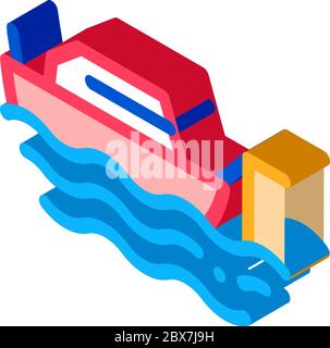 Fishing Ship isometric icon vector illustration Stock Vector