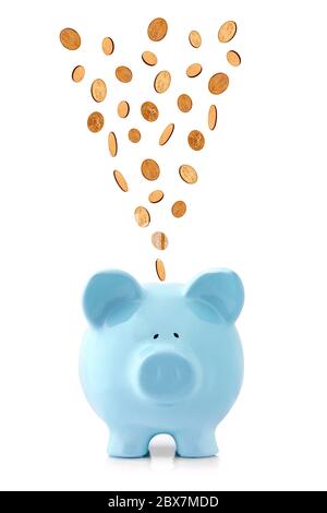 golden falling coins isolated on black background Stock Photo - Alamy