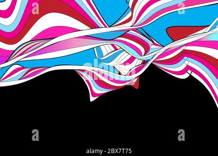 Abstract vector linear waves on a dark background. Design for a poster. Stock Vector