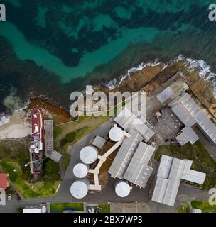 Albany Western Australia November 10th 2019 : Aerial view of the Historic Whaling Station museum at Discovery Bay in Albany, Western Australia Stock Photo