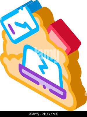 Broken Devices isometric icon vector illustration Stock Vector