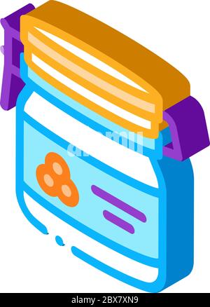Caviar Bottle isometric icon vector illustration Stock Vector