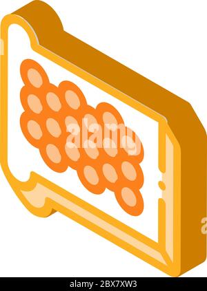 Caviar On Bread isometric icon vector illustration Stock Vector