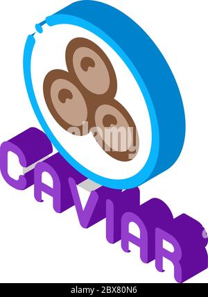 Caviar Seafood isometric icon vector illustration Stock Vector